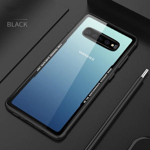 Phone Case - Transparent Tempered Glass Case For Samsung Galaxy S10 S10 Plus