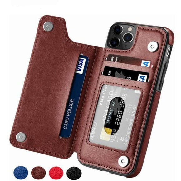 Invomall Luxury Retro Leather Card Slot Holder Cover Case For iPhone