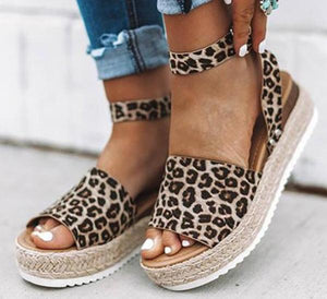 Invomall Women's Summer Leopard Peep Toe Sandals