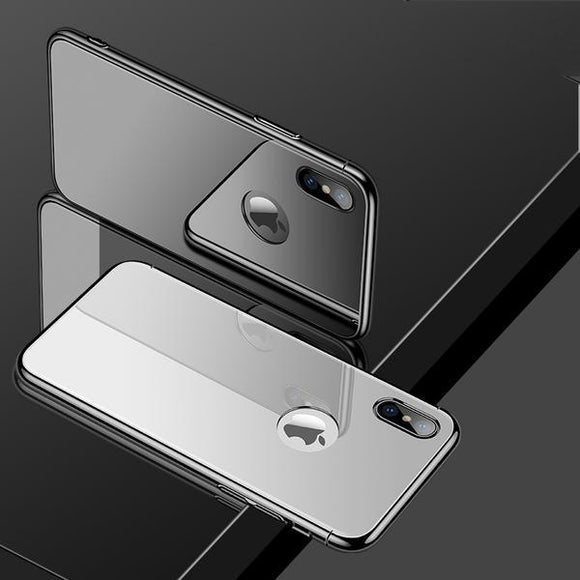 Invomall Luxury Ultra Thin 3 in 1 Plating Frame Tempered Glass Back Cover For iPhone