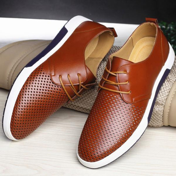 Invomall Men's Breathable Genuine Leather Shoes