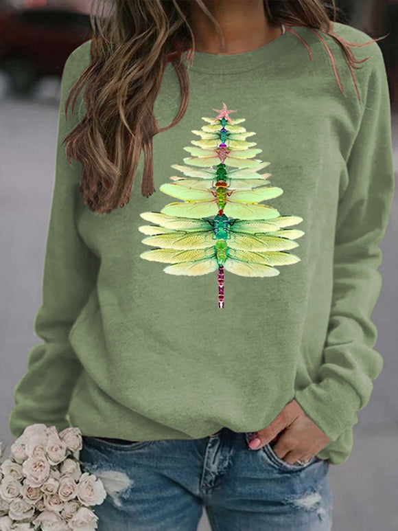 Invomall Ladies Christmas Tree Print Sweatshirts