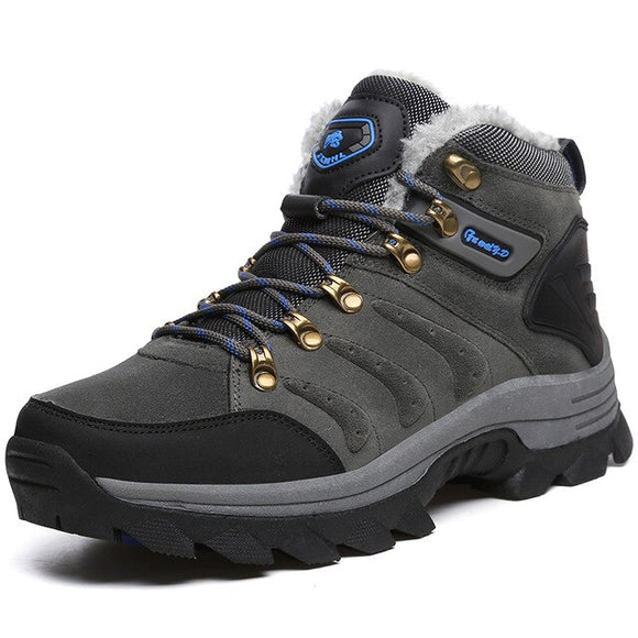 Invomall Men's Warm Plush Waterproof Hiking Shoes Snow Boots