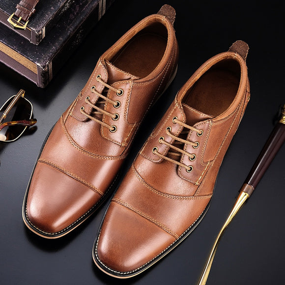 Invomall Top Quality Men's Genuine Leather Dress Shoes