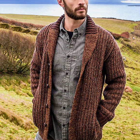 Invomall Men's Warm knitted Sweatshirt Slim Fit Cardigan