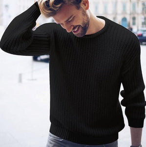 Invomall Men's Solid Color Knitted Sweatshirts