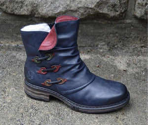 Invomall Women's Leather Martin Boots