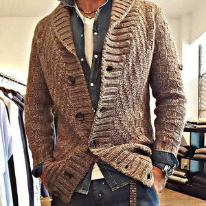 Invomall Men's Long Sleeve Cardigan Sweater Jacket Outwear