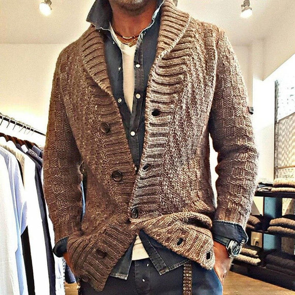 Invomall Men's Long Sleeve Cardigan Sweater Jacket Outwear