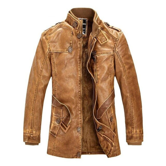 Invomall Men's Warm Leather Motorcycle Jackets