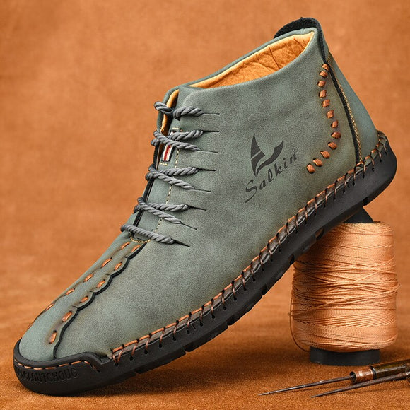 Invomall New Fashion Men's Handmade Leather Boots
