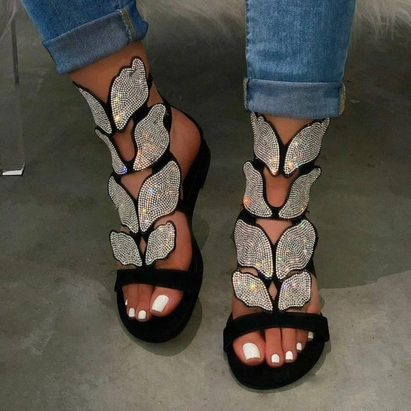 Ladies Rhinestone Butterfly Sandals