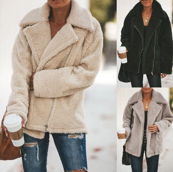 Invomall Women's Winter Fashion Teddy Coat
