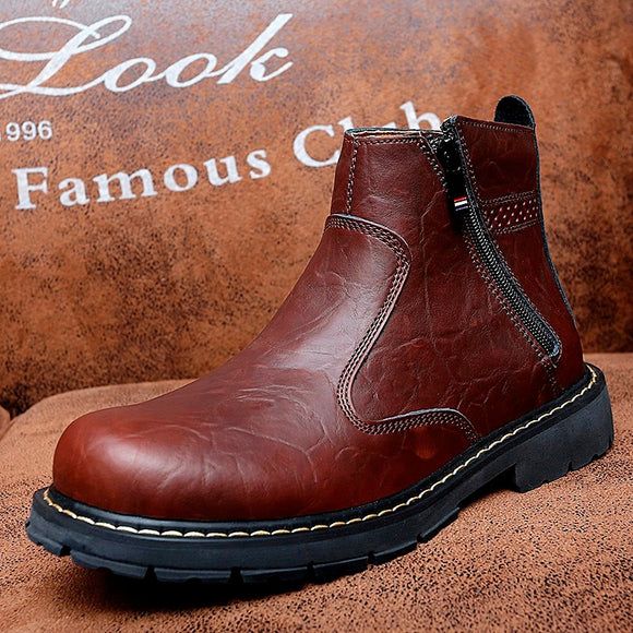 Cow Leather Male Ankle Boots