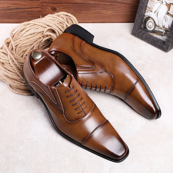 Invomall Men's Cowhide Leather Dress Shoes