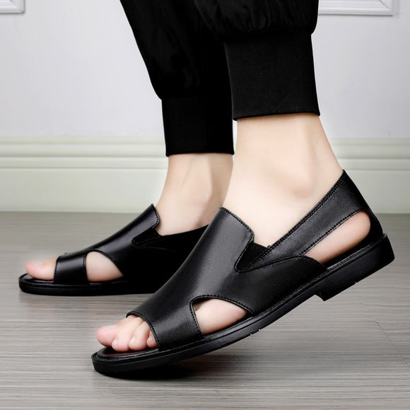 Invomall Men's Summer Genuine Leather Sandals