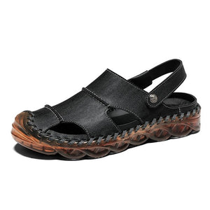 Invomall Men's Handmade Soft Leather Sandals