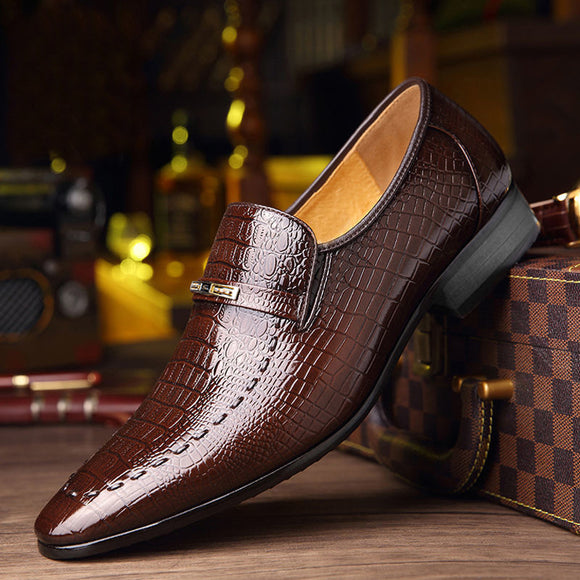 Crocodile Pattern Men's Leather Shoes