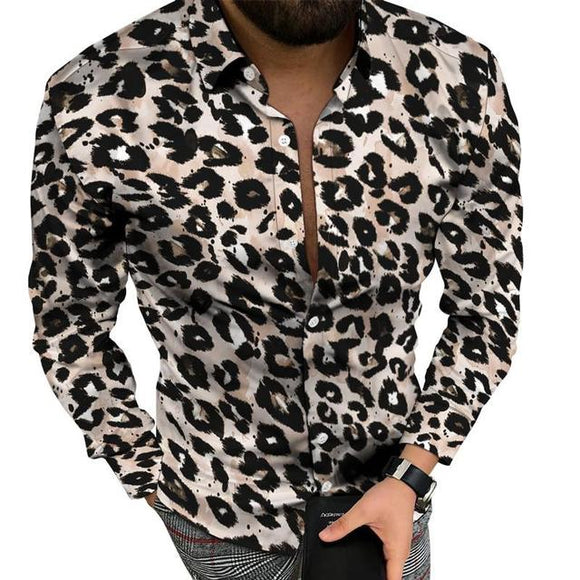 Fashion Men Leopard Shirt