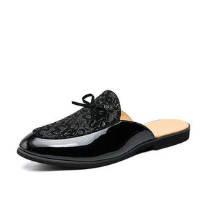 Men Leather Printed Slippers
