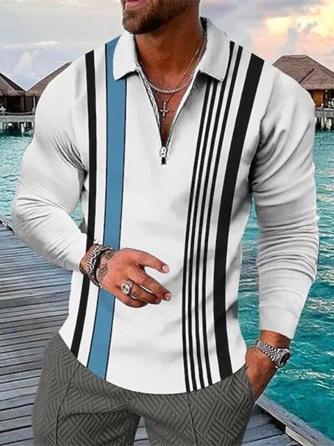 New Fashion Men Zipper Polo Shirt