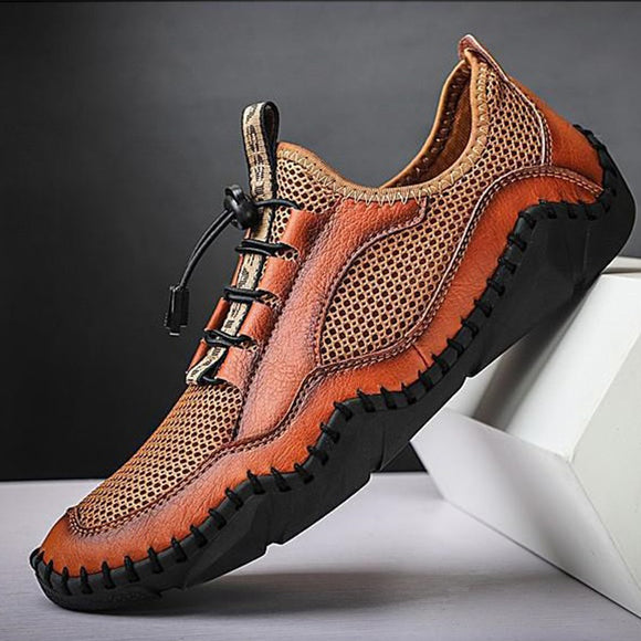 Invomall Men's Outdoor Leather Mesh Shoes