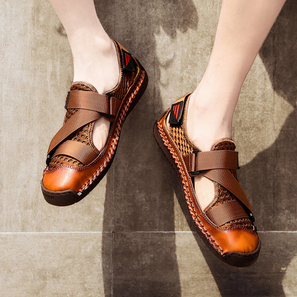 Invomall Men's Handmade Summer Sandals