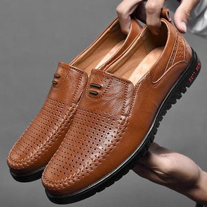 Invomall Genuine Leather Breathable Loafer Casual Shoes