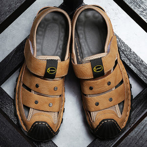 Invomall Men's Genuine Leather Comfortable Sandals