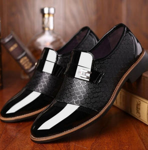 Invomall Men Leather Flat Business Oxfords Shoes