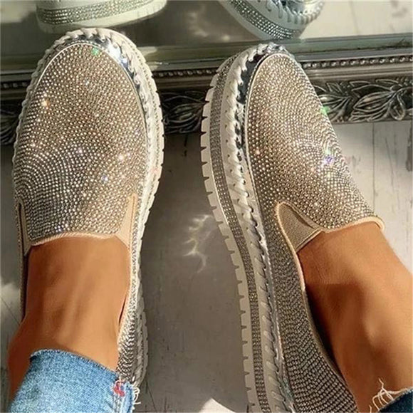 Ladies Crystal Platform Loafers