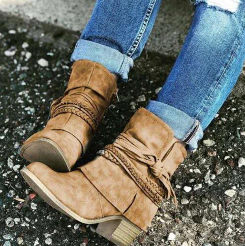 Invomall Ladies Vintage Zip Boot