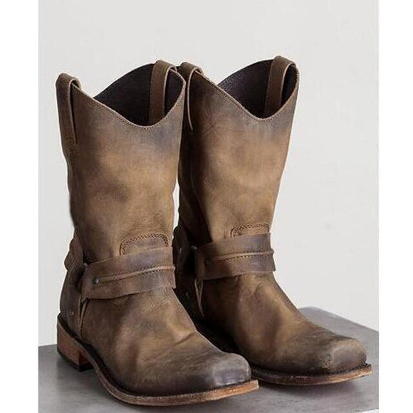 Invomall Men's Vintage Leather Gladiator Boots