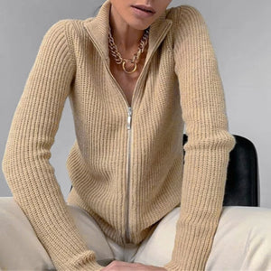 Ladies Stand-Up Collar Knitted Sweater