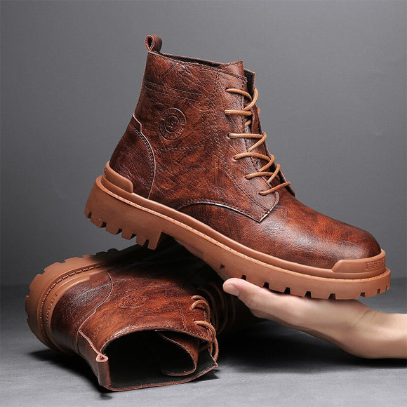 Autumn Winter High-top Cowhide Leather Boots