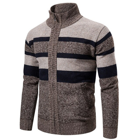 Invomall Men's Slim Fit Zipper Cardigan Sweater