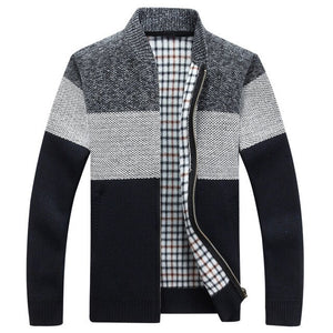 Invomall Men's Knitted Patchwork Cardigans