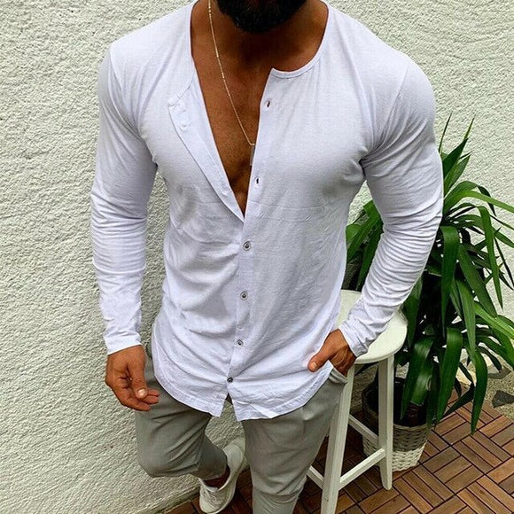 Invomall Men's Slim Fit Button T-shirt