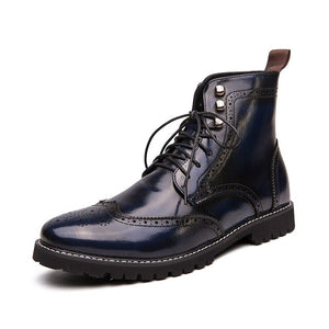 Invomall Italian Style Men's Breathable Leather Boots