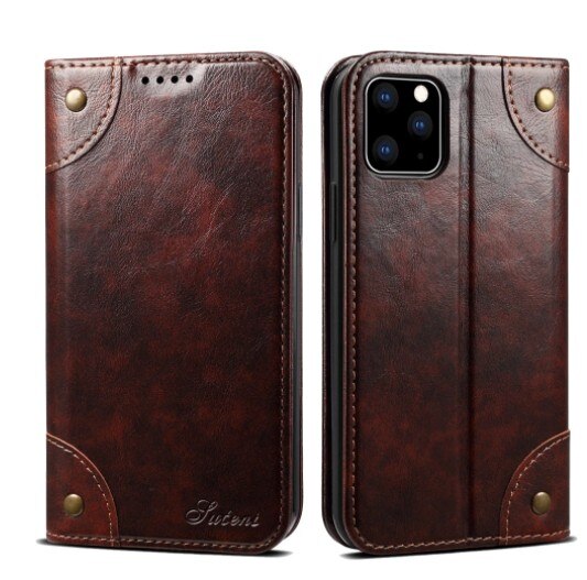 Invomall Classic Wallet Flip Genuine Leather Case For Iphone