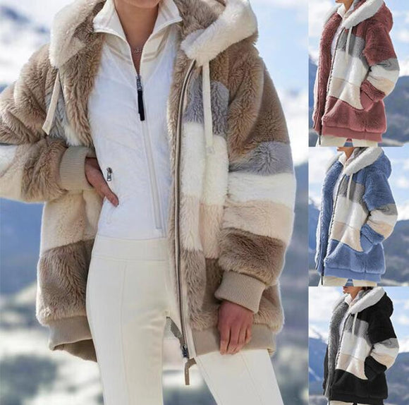 Invomall Women's Faux Fur Hooded Outerwear