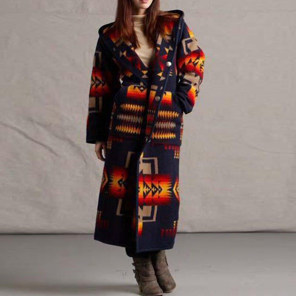 Invomall Autumn Winter Women Boho Long Coat