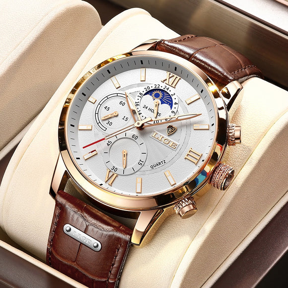 Luxury Waterproof Leather Quartz Wristwatch
