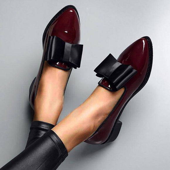 Women Leather Bowtie Loafers
