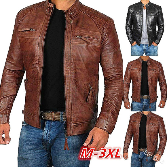 Retro Leather Coat Men Leather Jacket