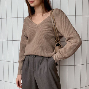 Fashion V-Neck Knitted Sweater