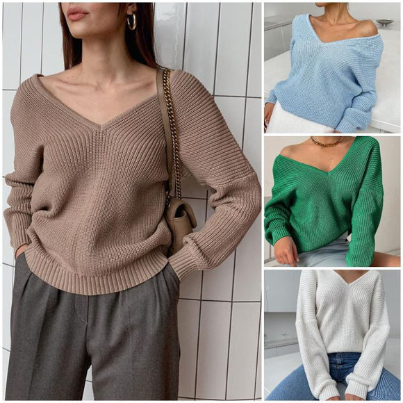 Fashion V-Neck Knitted Sweater