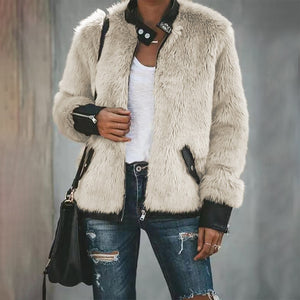Invomall Women's Winter Faux Fur Jacket