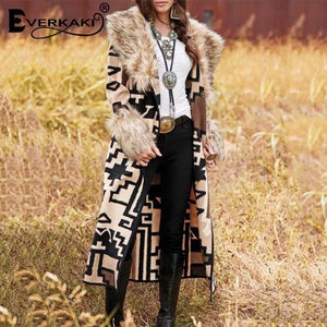 Invomall Women's Faux Fur Patchwork BohoThick Coat
