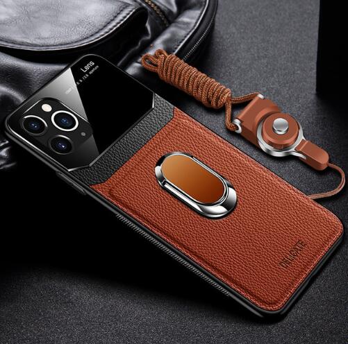 Invomall Leather+hard PC With Stand Ring Case For iPhone
